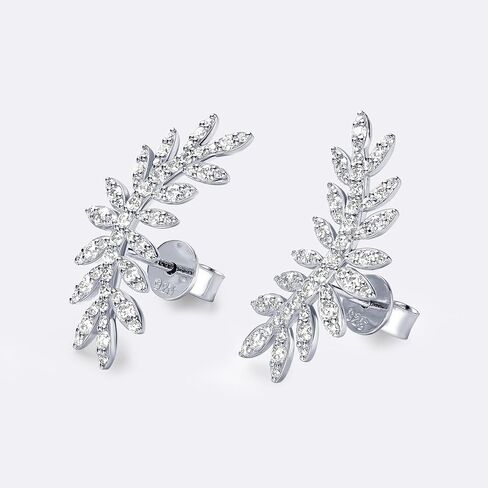 Leaf Moissanite Stud Earrings 0.92cttw D Color VVS1 925 Sterling Silver Angel Wing Earrings for Women or Girlfriend Birthday Gifts in Kuwait