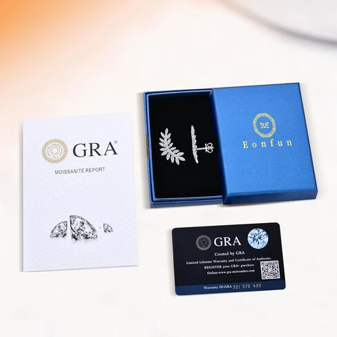 Leaf Moissanite Stud Earrings 0.92cttw D Color VVS1 925 Sterling Silver Angel Wing Earrings for Women or Girlfriend Birthday Gifts in Kuwait