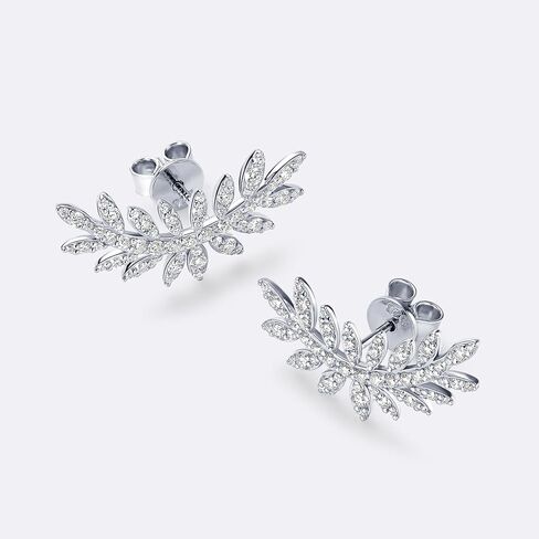 Leaf Moissanite Stud Earrings 0.92cttw D Color VVS1 925 Sterling Silver Angel Wing Earrings for Women or Girlfriend Birthday Gifts in Kuwait