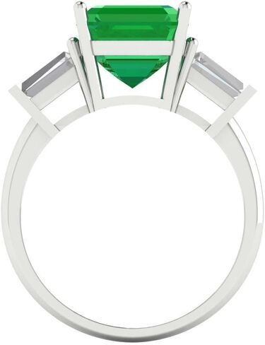 Clara Pucci 3 ct Asscher Cut Created Emerald 14k Yellow Gold Three-Stone Wedding Engagement Bridal Promise Ring in Saudi Arabia