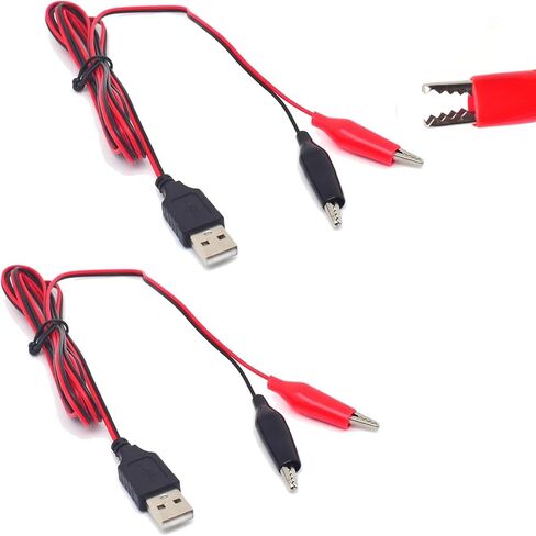 1PCS Alligator Clips with Wires USB,22AWG 1M/3.3FT Alligator Test Clips Clamp to USB Male Connector Power Supply Adapter USB Test Leads 5V 3A Cable for Multimeter Measure,Electronic Testing in Saudi Arabia