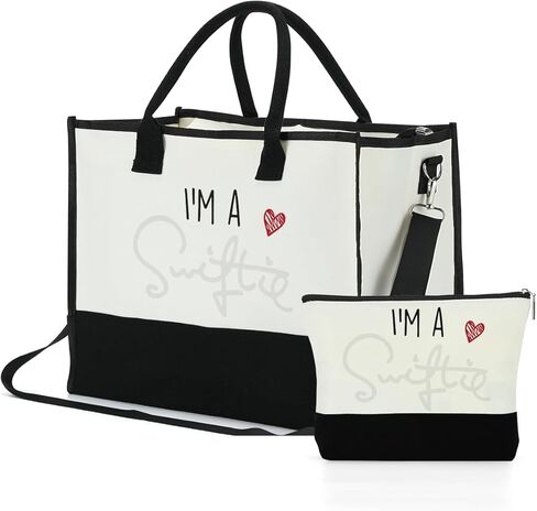 حقيبة مستحضرات التجميل للهدايا الموسيقية، حقيبة مكياج مستوحاة وحقيبة حمل، هدية كلمات الأغاني، أشياء موسيقية ملهمة للنساء والبنات والأصدقاء والأخت الموسيقية والأم وأعياد الميلاد والتخرج والصداقة وعيد الأم حقيبة قماشية in Kuwait