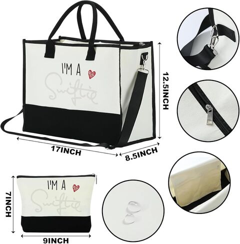 حقيبة مستحضرات التجميل للهدايا الموسيقية، حقيبة مكياج مستوحاة وحقيبة حمل، هدية كلمات الأغاني، أشياء موسيقية ملهمة للنساء والبنات والأصدقاء والأخت الموسيقية والأم وأعياد الميلاد والتخرج والصداقة وعيد الأم حقيبة قماشية in Kuwait