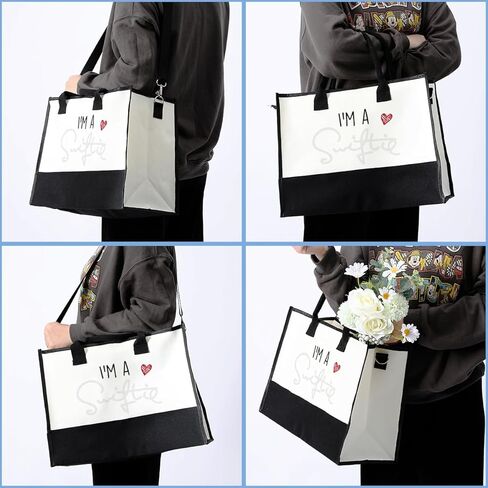 حقيبة مستحضرات التجميل للهدايا الموسيقية، حقيبة مكياج مستوحاة وحقيبة حمل، هدية كلمات الأغاني، أشياء موسيقية ملهمة للنساء والبنات والأصدقاء والأخت الموسيقية والأم وأعياد الميلاد والتخرج والصداقة وعيد الأم حقيبة قماشية in Kuwait