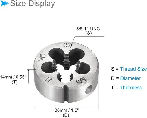 Round Threading Dies, 1/2-13 UNC Thread, 9SiCr Alloy Tool Steel Screw Milling Tools - (Applications: for Machine Thread Repair), 1-Piece in Saudi Arabia