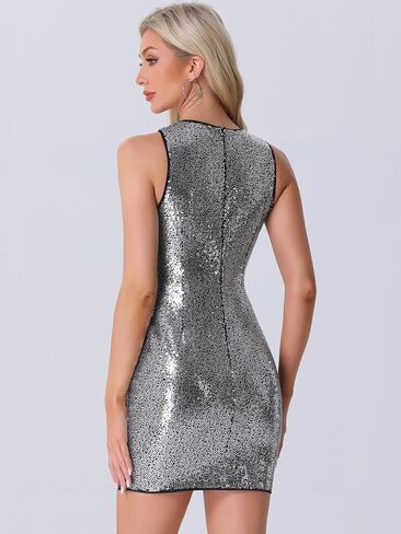 Allegra K Sequin Dress for Women's Halter Neck Sleeveless Bodycon Cocktail Party Mini Dresses in Saudi Arabia