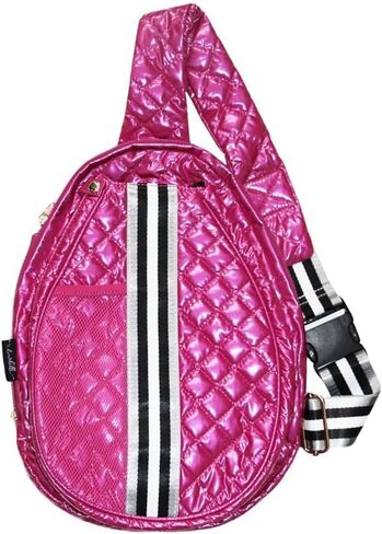 Grace Double Bounce Black Striped 16 x 12.5 x 3.5 Inch Quilted Nylon Womens Pickleball Sport Sling Bag in Saudi Arabia
