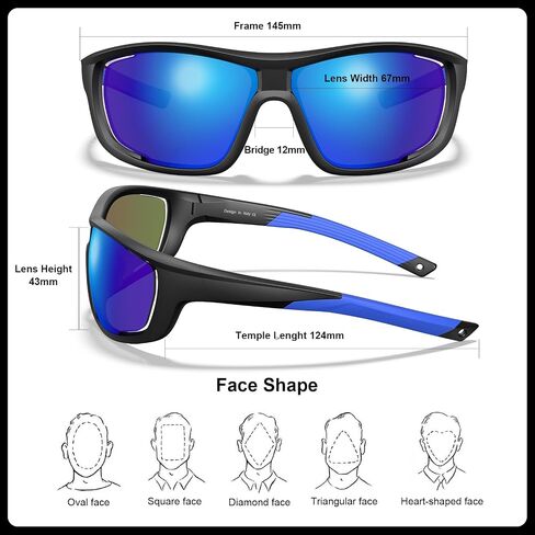 CARFIA Polarized Sports Sunglasses for Men and Women TR90 Lightweight Cool Frame Driving Cycling Running Fishing Eyewear in Kuwait