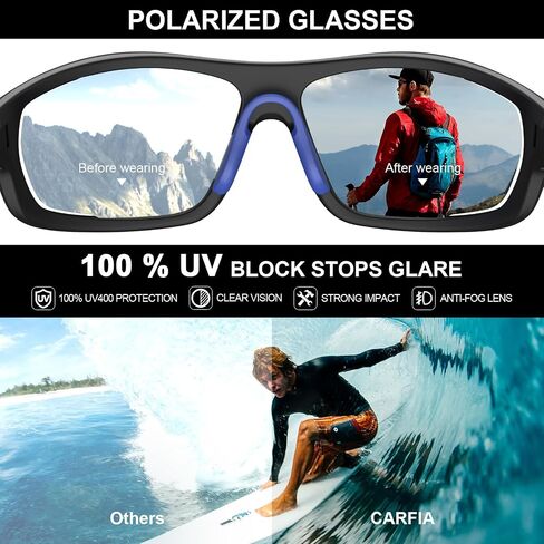 CARFIA Polarized Sports Sunglasses for Men and Women TR90 Lightweight Cool Frame Driving Cycling Running Fishing Eyewear in Kuwait