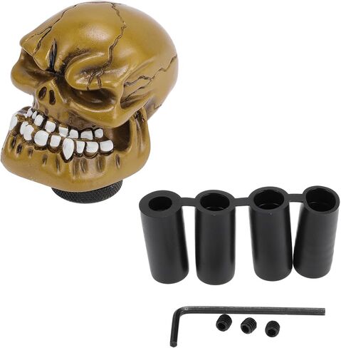 Skull Shift Knob, 7cm Universal for Automatic and Manual Vehicle Gear Shifter Knob with 4 Adapter Resin Black, 1 Set in Saudi Arabia