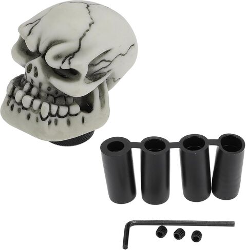 Skull Shift Knob, 7cm Universal for Automatic and Manual Vehicle Gear Shifter Knob with 4 Adapter Resin Black, 1 Set in Saudi Arabia