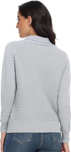 Women Cable Knit Cardigan Shawl Collar Long Sleeve Button Up Sweaters with Pockets Cozy Warm Outwear in Saudi Arabia