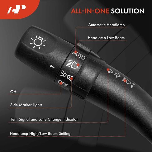 A-Premium Turn Signal Switch, Headlight Dimmer (Auto), Parking Light Multifunction Switch Lever Compatible with Hyundai Santa Fe 07-12, Sonata 09-10, Kia Optima 06-11, No Fog Light in Saudi Arabia