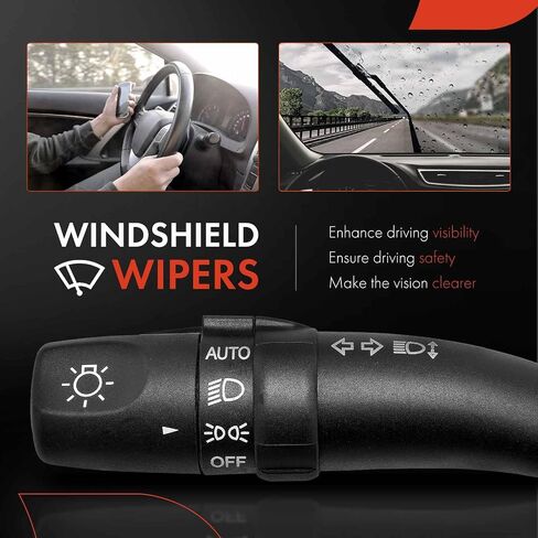 A-Premium Turn Signal Switch, Headlight Dimmer (Auto), Parking Light Multifunction Switch Lever Compatible with Hyundai Santa Fe 07-12, Sonata 09-10, Kia Optima 06-11, No Fog Light in Saudi Arabia