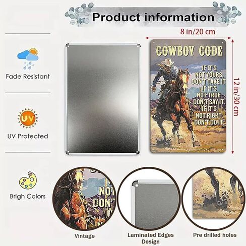 5pcs Vintage Western Cowboy Tin Sign Retro Western Wall Art Poster Garage Shop Man Cave Bar Home Wall Decoration 8 X 12 Inch in Saudi Arabia