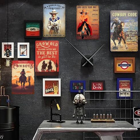 5pcs Vintage Western Cowboy Tin Sign Retro Western Wall Art Poster Garage Shop Man Cave Bar Home Wall Decoration 8 X 12 Inch in Saudi Arabia