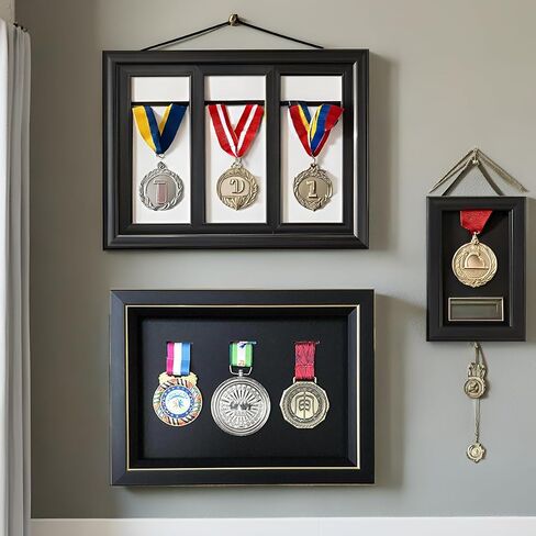 Medal Display-Medal Display Box-3D Medal Box Photo Frame Marathon Medal Display Stand, Triathlon, Football Gymnastics, All Sports Medal Badge (8*6in) (8*6in) in Saudi Arabia