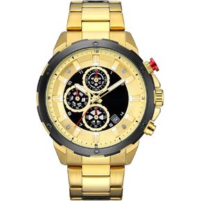 FANMIS Men's Luxury Quartz Watches Casual Analog Calendar Chronograph Stainless Steel Waterproof Wrist Watch