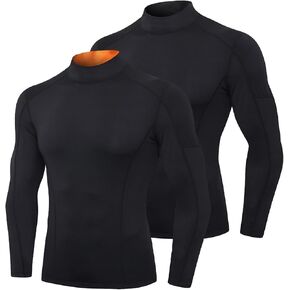 2/3 Pack Men's Compression Shirts Long Sleeve Workout Shirts Mock Turtleneck Athletic Base Layer Active Undershirts Tops