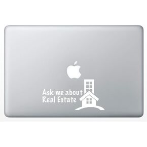Ask Me About Real Estate Decal 6" (2 Pack) Vinyl Sticker for Laptop Notebook MacBook Air/Pro Dell HP Walls Windows, Computers, Hydro Flasks, Water Bottles and More (White)