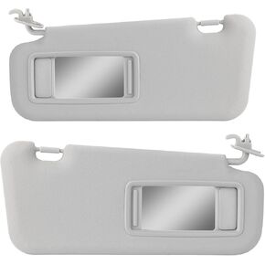 Left Driver and Right Passenger Side Sun Visor with Vanity Mirror Compatible with Mazda 3 2010 2011 2012 2013 Gray Sunvisor Replacement for BBM2-69-320C-75 BBM3-69-320C-75 1 Pair