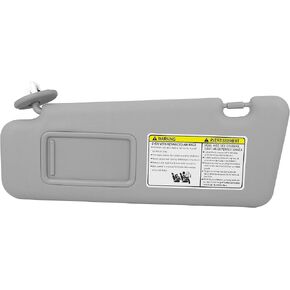 X AUTOHAUX Car Sun Visor with Mirror Left Driver Side Fit for Toyota Highlander 2008 2009 2010 2011 2012 2013 with Vanity Light 74320-48500-B0 Gray