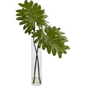 Nearly Natural Selloum Artificial Plant in Cylinder Glass