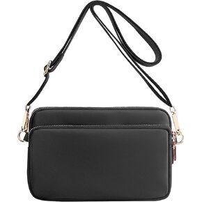 WITERY Multi Zipper Crossbody Bags for Women - Waterproof Mini Nylon Travel Shoulder Bag Cell Phone Purse Pouch with Strap