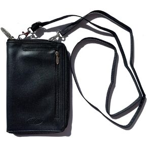 Big Skinny RFID Blocking Cambridge Crossbody Phone Wallet (Leather, Tuxedo Black)