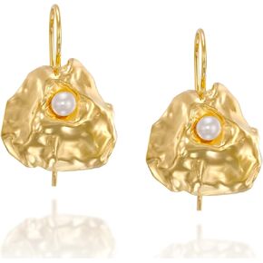 Bridal Wedding Jewelry 14k Gold Plated Over 925 Silver Cultured Pearl Earrings with Secure Backs