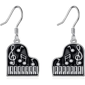 YAFEINI Music Piano Earrings Sterling Silver Music Note Piano Keyboard Dangle Drop Earrings Women Music Jewelry for Piano and Music Lovers Gifts