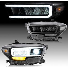VLAND Reflective Bowl LED Headlights For 3rd Gen Toyota Tacoma 2016 2017 2018 2019 2020 2021 2022 2023 W/LED DRL, Hi/Low Beam Lens, Amber Side Marker Lights, Not For Factory LED Headlight