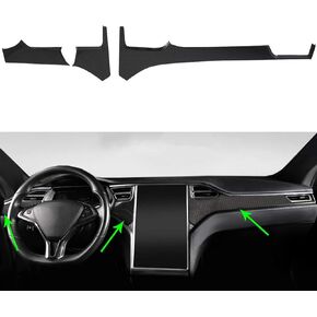 OBL Center Console Dashboard Cover Trim for Tesla Model X Model S 2014-2020 Car Interior Accessories ABS Imitation Carbon Fiber Inner Decoration - Middle Control Trim (Pack of 3)
