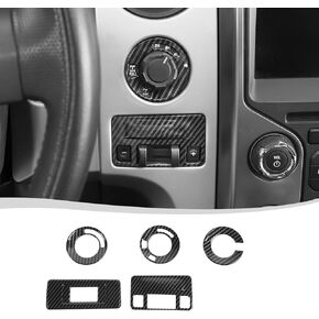 Voodonala for Ford F-150 Raptor 2009-2014 Center Console Dash Switch Button Cover Compatible with Ford F150 Raptor 2009-2014(Carbon Fiber Black,5Pcs,ABS)
