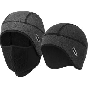 MELASA Winter Cycling Cap and Skull Cap Helmet Liner Hat with Face Cover for Men Women