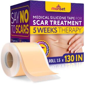 Silicone Scar Tape for Comprehensive Scar Care - Scar Treatment for Surgical Scars, C-Section, Keloid Bump Removal - Extra Long Roll for Extended Use - 130 x 1.5 inch