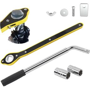 QISF 4PCS Car Wrench Set,14-20Inch Telescoping Lug Nut Wheel Wrench with Standard 17/19mm, 21/22mm Sockets + Car Jack Hexagon Ratchet Wrench, Positive and Reversal Knob Design for Scissor Jack