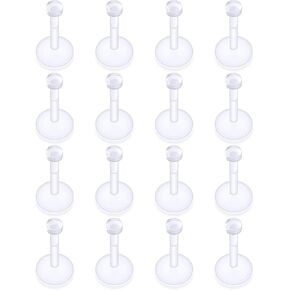 16G Clear Earrings for Sports Plastic Monroe Lip Nose Ring Studs Forward Helix Conch Tragus Cartilage Earrings Studs Medusa Labret Piercing Jewelry Retainer for Surgery Women Men in Saudi Arabia