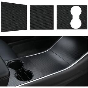 Center Console Wrap Cover Kit Compatible with Tesla Model Y/3, Console Cover Interior Decoration Wrap Kit ABS Matte Black Decoration Sticker Compatible with Tesla Model 3/Y 2017-2020
