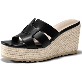 Coutgo Women's Wedge Sandals Platform Espadrille Heels Open Toe Strappy Slip On Casual Summer Slide Shoes in Kuwait