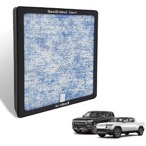 BestEvMod Air Filter Compatible with Rivian R1T & Rivian R1S Replacement Air Filter HEPA H14 Activated Carbon Compatible with Rivian R1T R1S 2022 2023 2024 Accessories Fit Gen 1 ONLY