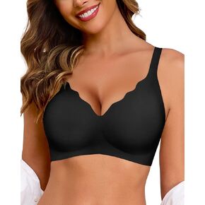 Women's Comfortable Seamless Wireless Bralettes Scalloped No Underwire Full Coverage Padded Supportive Bras