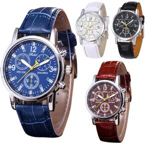 CdyBox Wholesale 4Pack Men Leather Watch Fashion Quartz Wrist Watch Casual Dress Watches