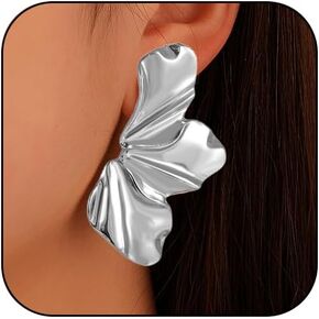 Irregular Petal Earring Unique Flower Earrings for Women Trendy Stainless Steel Flower Floral Statement Earrings Hypoallergenic Petal Stud Earrings Jewelry