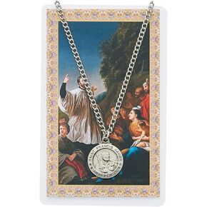 St. Francis Xavier 3/4-inch Pewter Medal Pendant with Prayer Card