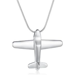 Airplane Ashes Necklace Aircraft Cremation Urn Necklace for Ashes Pendant Stainless Steel Keepsake Memorial Jewelry for Women Men