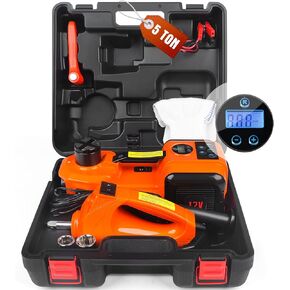 3-in-1 Electric Hydraulic Car Jack Kit – The Ultimate Car Jack Electric for Effortless Tire Changing, Robust 5 Ton 12V Jack with LED & Impact Wrench, Designed for Cars, SUVs, and Trucks