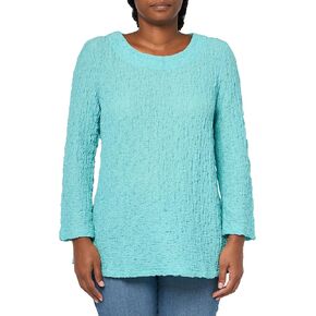 MULTIPLES Women's Three Quarters Sleeves Scoop Neck Top with Embroidered
