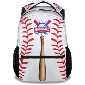 Baseball School Backpack for Boys, 16 Inch Black Backpacks for Kids Age 10-12, Cool Lightweight Bookbag for Travel