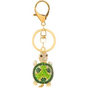 Cute Mini Turtle Sparkling Charm Blingbling Keychain Crystal Rhinestones Pendant (Green)